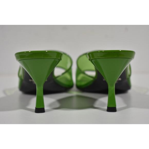 Prada Plexiglas Green PVC Patent Leather Backless Sandal Mule Heel Pump 38.5 - Picture 9 of 12